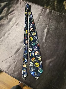 Corbata estampada con logotipos de casco de equipo azul corte clásico de fútbol americano de la NFL de colección - Imagen 1 de 3