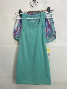 Zone Pro GIRL'S M 7/8 Racerback Teal Top & Multicolored Shorts Splash Set - Picture 1 of 24