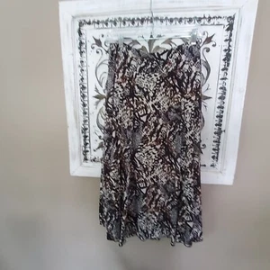 Laura Scott Skirt Size Lg Animal Print Elastic Back Waist Black, Brown And Creme - Picture 1 of 4