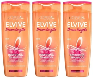 Champú L'Oreal Elvive Dream Lengths 400 ml para cabello largo - Paquete de 3 - Imagen 1 de 2