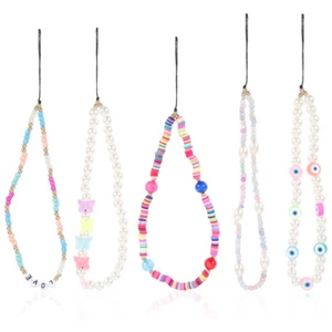 5 Pcs Mobile Phone Lanyard Pearl Chain Cell Charms Beaded Lanyards - Zdjęcie 1 z 12