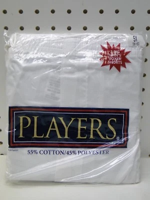 2pr Big Men's Players White Boxer Shorts 5X 58-60in - Image 1 of 2