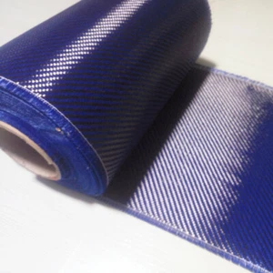 Tela de fibra de carbono y aramida azul mezclada tela de carbono sarga 200gsm 20"/50cm ancho - Imagen 1 de 3
