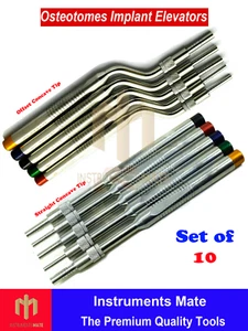 Zahnchirurgische Osteotome gerade und gebogene Spitze Knochenstreuung 10er Set - Bild 1 von 6