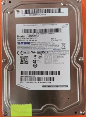 ⭐️⭐️⭐️⭐️⭐️ HDD Hard Drive SATA Desktop 3.5" Samsung HD502IJ/C 500GB FW: 1AA01114 - Image 1 of 3