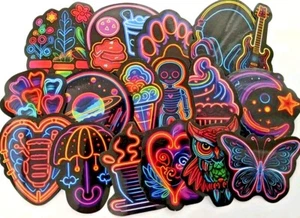 Neon Stickers 20/50 Waterproof Vinyl Sticker For Laptop Guitar Luggage Bottle - Picture 1 of 7