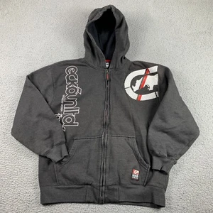 ECKO UNLTD Jacket Boys Large Grey Full Zip Hoodie 90's Y2K Fleece - Picture 1 of 16