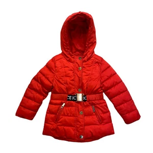 Chaqueta acolchada Iceberg para niños | Abrigo con capucha rojo de diseñador de alta gama vintage para niñas - Imagen 1 de 6