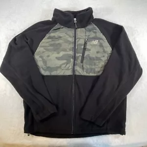 New Balance Black Zip Front Fleecejacke Fleece Herren L schwarz mit grünem Camouflage - Bild 1 von 7
