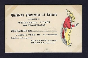 Early 1990's “American Federation of Butters”, Goat Illustration, Novelty Humor - Picture 1 of 2