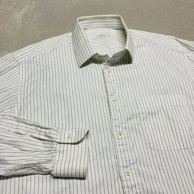 Camisa de vestir Ermenegildo Zegna con botones para hombre 17 1/2 rayas blancas gruesas texturizadas Foto 1 de 4