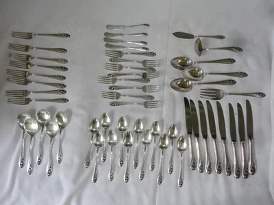 51 PIEZAS SERVICIO PARA 8 CUBIERTOS DE PLATA ESTERLINA GORHAM LIRIO DEL VALLE Foto 1 de 4