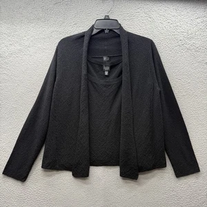 Eileen Fisher Sweater Set 2 Piece Black Textured Sleeveless Tank Top Wool PL - Picture 1 of 19