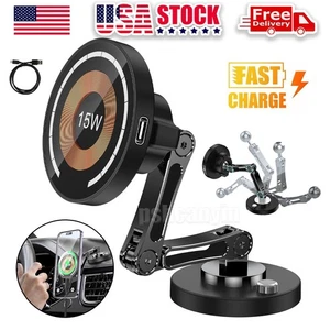 15W Magnetic Charger Magsafe Car Mount for iPhone Dash Window Charging Mount - Picture 1 of 24