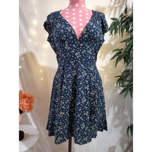 Denim & Supply Ralph Lauren Vintage Floral Mini Skater Dress Womens Size XS Blue - Picture 1 of 12