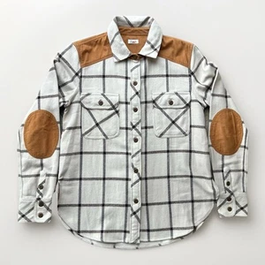 Faherty Daly Shirt Olivia Plaid Women’s Sz S Corduroy Trim Elbow Patches - Picture 1 of 4