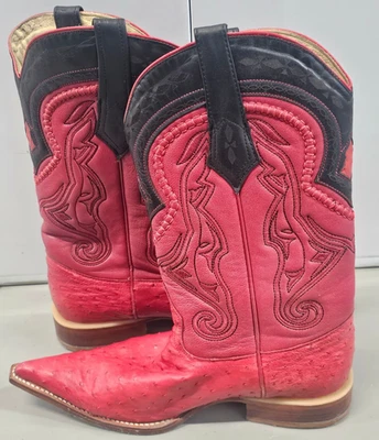 Botas de Vaquero Los Altos Para Hombre Genuinas Pierna de Avestruz Wertern EE 588197 Rojo Talla 10 Foto 1 de 4
