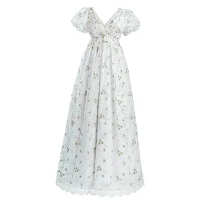 Mujeres Vestido Regencia Vestidos Victorianos Vintage Vestido de Baile Encaje Pequeño Verde Floral Foto 1 de 4