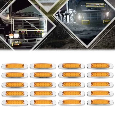 20 x Amber 12 LED Side Marker Lamp Fish Shape Freightliner Truck Trailer Light - Image 1 of 4