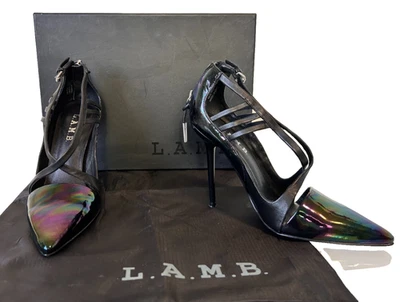 L.A.M.B Gwen Stefani G2238 лакированная кожа носок Boston каблук черный размер 6 б/у в отличном состоянии - Изображение 1 из 4