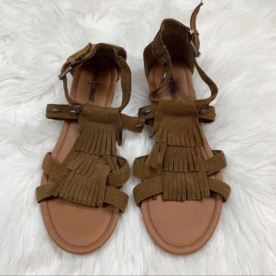 Minnetonka Merriam Brown Gladiator Fringe Sandals Boho Strappy Womens  - Image 1 of 4