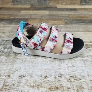 Keen Elle Womens Strappy Sandals Sz 7.5 Andorra Tie Dye Hook & Loop Open Toe - Picture 1 of 10