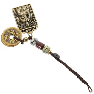 Antique Key Ring Chinese Decor Handbag Charm Taisui Card Hanging Key Chain Decor - Picture 1 of 12