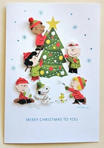 Frohe Weihnachten / Erdnüsse "Snoopy" Grußkarte 3D (+ Umschlag 6x4") - Bild 1 von 4
