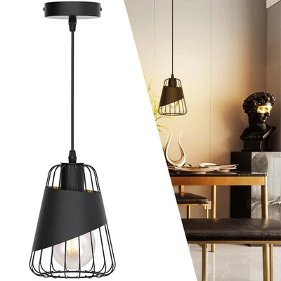 AIGOSTAR LAMPADARIO LAMPADA SOSPENSIONE DESIGN MODERNO INDUSTRIALE PARALUME NERO E27