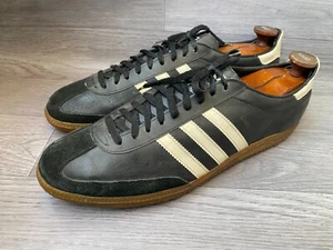 Vintage 80's Adidas Samba black leather low-top sneakers, Made in Germany US 13 - Picture 1 of 15