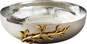 Golden Vine Hammered, 12-Inch, Silver/Gold Stainless Steel ,Salad Bowl - Picture 1 of 2