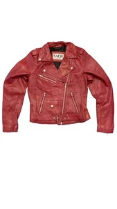 Lipstick Red Ladies Asymmetrical Leather Jacket - Picture 1 of 2