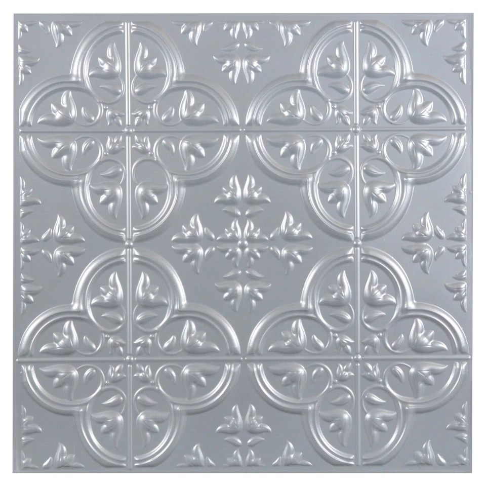 3D Gray Faux Tin Peel Stick Vinyl Wall Tile Backsplash Ceiling Lightweight 12" - Image 1 of 1