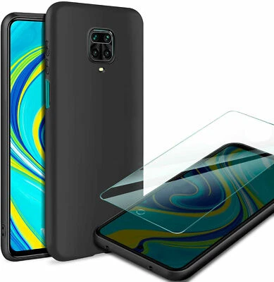 COVER CUSTODIA + PELLICOLA VETRO TEMPERATO PER XIAOMI REDMI NOTE 9 PRO NERO  - Immagine 1 di 4