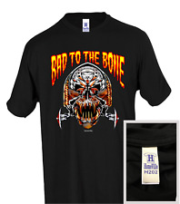 Bad To the Bone Biker Gothic Rebel Skull HoneVille T-shirt Youth Adult