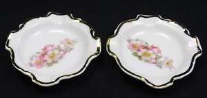 2 Vtg Gerold Porzellan Miniature Ashtrays Floral Tettau Bavaria W Germany 3.25” - Picture 1 of 10