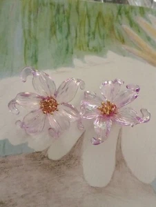 New ❤️Clip On Gold Plated acrylic transparent Mauve Plastic Statement Earrings - Picture 1 of 7