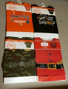 Wonder Nation Lot of 4 Boys Graphic Bodysuits *NIP* Newborn - Picture 1 of 2