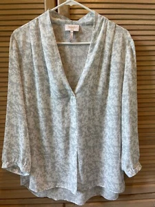 Laundry By Shelli Segal V-neck Pullover 3/4 Sleeve Dress Blouse Sz. L - Picture 1 of 4