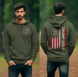 Trump Vance 2024 MAGA Keep America Great 45 47 Hoodie Fight Hooded Sweatshirt - Picture 1 of 27