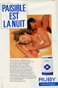 PUBLICITÉ DE PRESSE 1986 SERVIETTES ADHÉSIVES RUBY POUR FLUX TRÈS ABONDANTS - Imagen 1 de 1