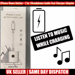 Per iPhone Pulsante Home + Adattatore Caricatore Rapido Audio Cuffie 2 in 1 per iPhone - Foto 1 di 3