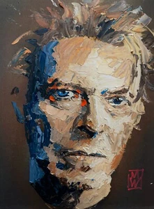 Original Impasto David Bowie Textured Portrait Music Wall Art Painting 12x16" - Picture 1 of 2