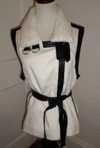 CHICO'S BLACK LABEL SHEARLING MOTO VEST NWT$159 CHICO'S 2 M/L - Picture 1 of 6