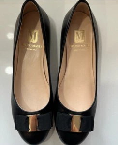 Bruno Magli Mina Bow Leather Ballet Flats in black leather sz 37, 6.5 - Picture 1 of 6