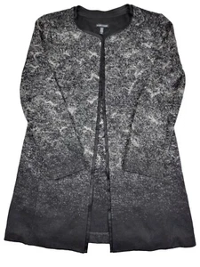 Ladies Eileen Fisher Gray Black Ombre Wool Open Front Duster Jacket Sz Small S - Picture 1 of 10
