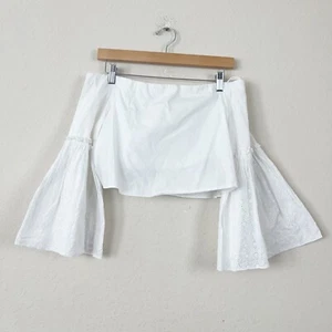 Rosetta Getty White Off Shoulder Bell Sleeve Blouse Size 8 - Picture 1 of 6