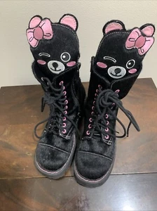 Sugar Thrillz Dollskill Best Furrends Women’s 7 Teddy Bear Platform Combat Boots - Picture 1 of 15