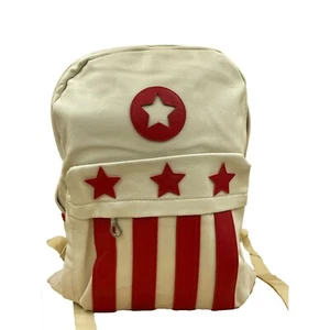 Stilvoller weißer 16" Rucksack mit roten Sternen und roten Streifen - Lederrucksack - Bild 1 von 2
