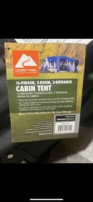 Ozark Trail 16-Person 3-Room Family Cabin Tent, with 3 Entrances, Blue - Image 1 of 4